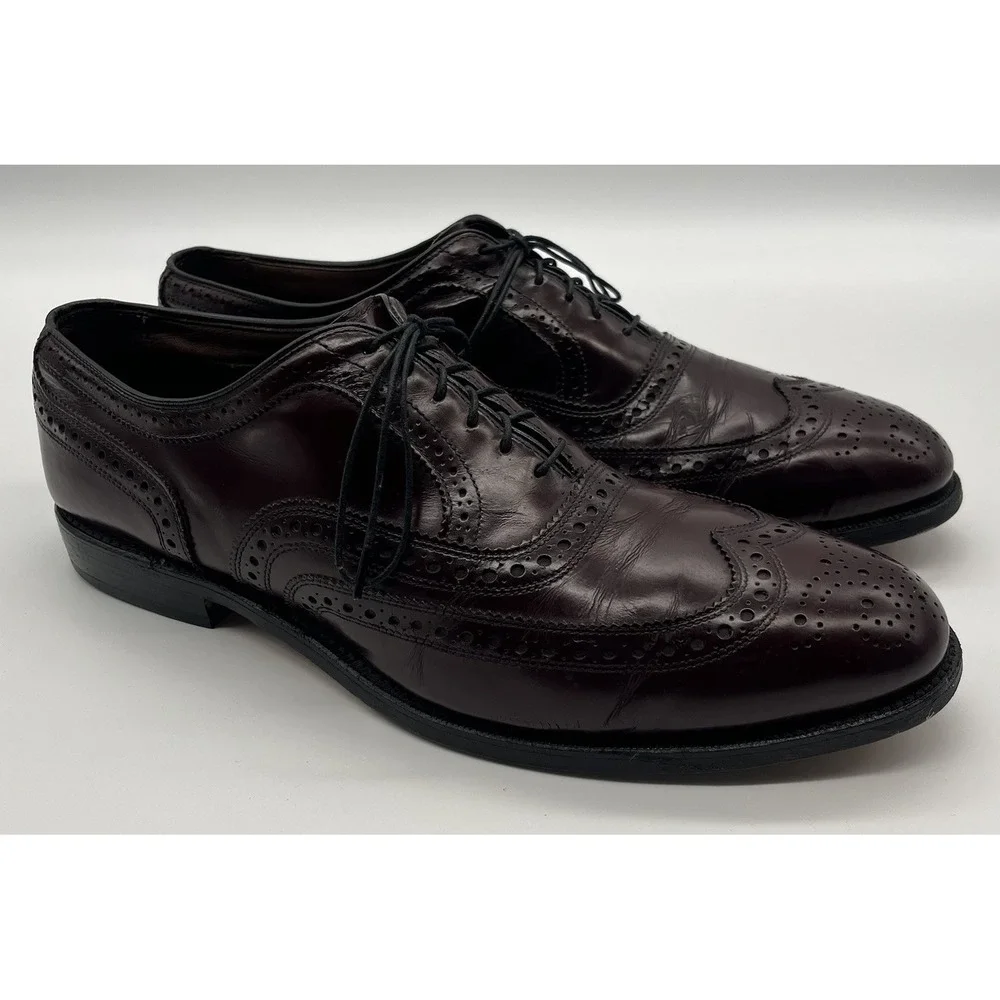 Allen Edmonds McAllister Dress Shoes Mens 11 D Burgundy Wingtip‎ Leather Oxford
